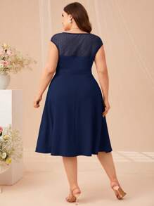 SHEIN Clasi Talla grande Vestido escote corazón pecho con fruncido - Azul Marino - Ver 2