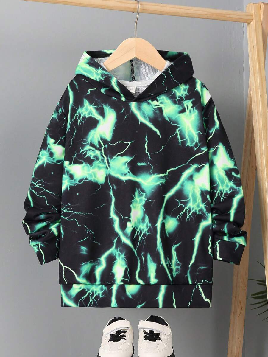 SHEIN 男童长袖套头卫衣,图案设计,舒适保暖,适合秋季穿着。 - 彩色 - 查看 1