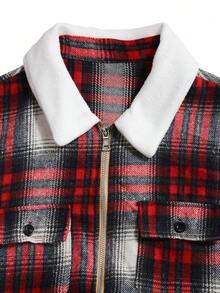 Manfinity Hypemode Men Plaid Print Flap Pocket Zip Up Jacket - Multicolor - View 3
