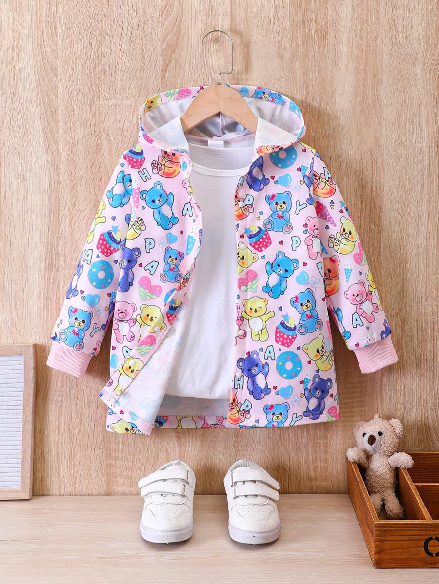 SHEIN Áo khoác Bé Gái Dây kéo Hoạt hình Tất cả trên in Giải trí - Màu tím - Xem 1