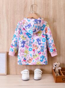 SHEIN Áo khoác Bé Gái Dây kéo Hoạt hình Tất cả trên in Giải trí - Màu tím - Xem 2