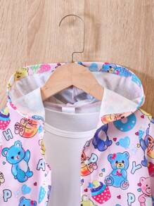 SHEIN Áo khoác Bé Gái Dây kéo Hoạt hình Tất cả trên in Giải trí - Màu tím - Xem 3