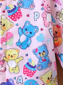 SHEIN Áo khoác Bé Gái Dây kéo Hoạt hình Tất cả trên in Giải trí - Màu tím - Xem 6