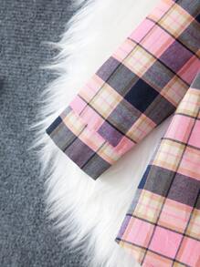 SHEIN 年轻女孩格子印花翻盖口袋衬衫 - 彩色 - 查看 4