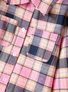 SHEIN 年轻女孩格子印花翻盖口袋衬衫 - 彩色 - 查看 5