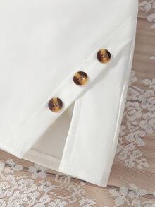 SHEIN Baby Girl Twist Front Tank Top & Button Detail Asymmetrical Hem Skirt - Multicolor - View 4