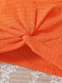 SHEIN Baby Girl Twist Front Tank Top & Button Detail Asymmetrical Hem Skirt - Multicolor - View 5