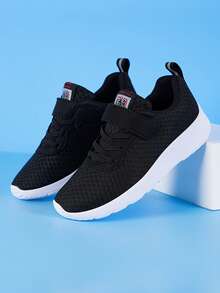 Kids' Outdoor Anti-slip Breathable Lightweight Mesh Sports Shoes - Black - View 2