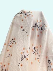 Floral Print Drop Shoulder Button Front Nightdress - Beige - View 7