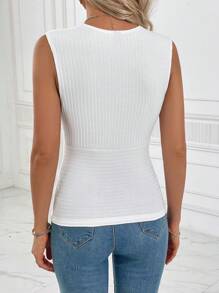 SHEIN Clasi 素色交疊領背心上衣 - 白色 - 查看 2