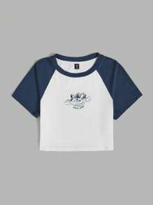 SHEIN EZwear Áo thun Plus size Con số Lá thư Giải trí - trắng - Xem 4