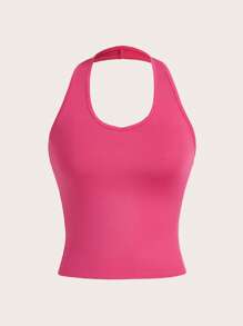 SHEIN BASICS Chất rắn Áo hai dây - Màu Hồng Tươi - Xem 1