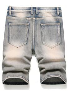 Heren Gescheurde Gerafeld Bleekmiddel Denim shorts