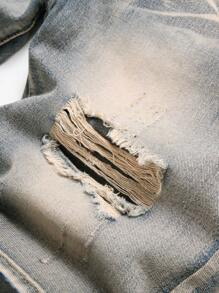 Heren Gescheurde Gerafeld Bleekmiddel Denim shorts