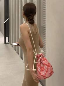 DAZY Vestido de mujer con volantes en el bajo, vestido de boda - Caqui - Ver 2