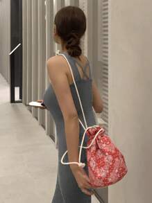 DAZY 素色荷葉邊吊帶洋裝 - 灰色 - 查看 2