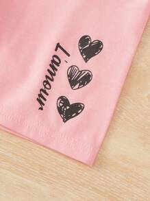 SHEIN Leap Crew 女小童3入組愛心和字母圖案騎行褲