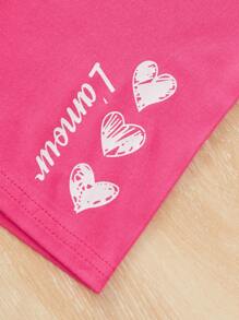 SHEIN Leap Crew 女小童3入組愛心和字母圖案騎行褲