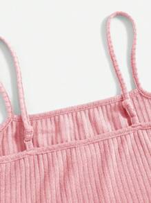 SHEIN Thiếu niên cô gái Đồ đan Ribbed Bandana Hem Cami ngọn - Màu Hồng baby - Xem 4