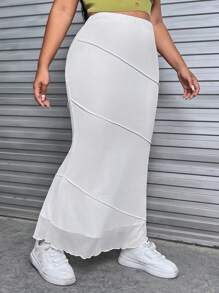 SHEIN EZwear Hơn Váy nàng tiên cá - trắng - Xem 3