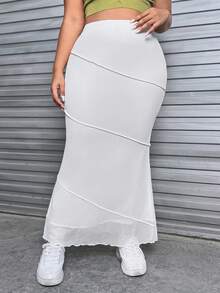 SHEIN EZwear Hơn Váy nàng tiên cá - trắng - Xem 4