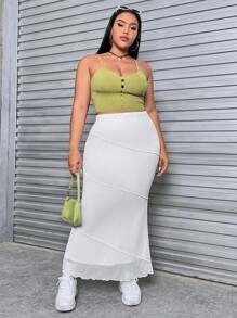 SHEIN EZwear Hơn Váy nàng tiên cá - trắng - Xem 5