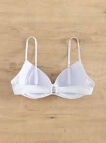 SHEIN Swim Ruched Push Up Bikini Top,Summer Beach - White - View 6