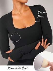 GLOWMODE FeatherFit™-Sculpt Star Square Neck Sports Jumpsuit