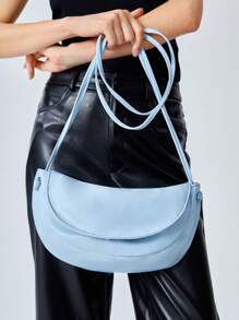 BizChic 藍色的流浪包極簡風格中等的PU皮革 - 藍色 - 查看 2