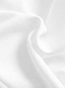 SHEIN MOD Plus Draped Collar Lantern Sleeve Bandana Hem Crop Top,Sheer - White - View 3