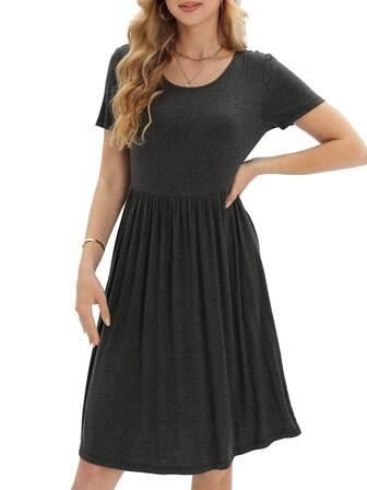 Solid A-line Dress
