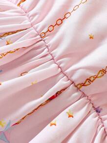 Bébé Fille Robe Château Imprimé À Manche Évasée