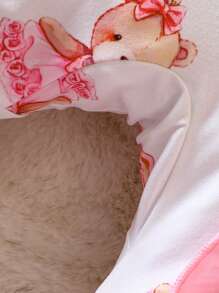 Baby Girl Cartoon Graphic Ruffle Trim Jumpsuit - White - View 6