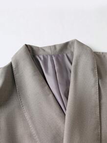 Manfinity Mode Men Solid Double Breasted Shawl Collar Blazer & Suit Trousers - Light Grey - View 3