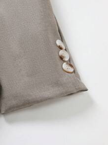 Manfinity Mode Men Solid Double Breasted Shawl Collar Blazer & Suit Trousers - Light Grey - View 4