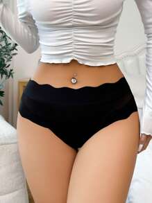 Women's Everyday Comfortable Soft Contrast Mesh Panties - Black - View 3