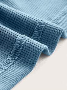 SHEIN ICON 純色針織女性簡約無肩帶上衣,適用於日常或度假 - 霧霾藍 - 查看 3