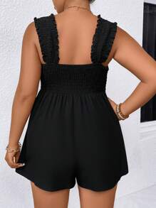 SHEIN Holidaya 大碼上身打攬連身短褲 - 黑色 - 查看 2