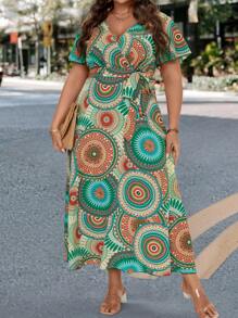 SHEIN Clasi Hơn In Mandala Váy có thắt lưng - Nhiều màu - Xem 6