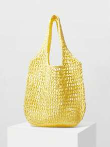 MOTF X Nour PREMIUM YELLOW STRAW TOTE BAG - Yellow - View 2