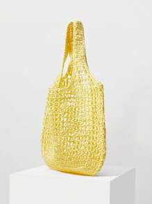 MOTF X Nour PREMIUM YELLOW STRAW TOTE BAG - Yellow - View 8