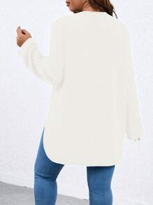 SHEIN LUNE Plus Bloemenprint Opgerolde mouwen Hoog-lage zoom Blouses