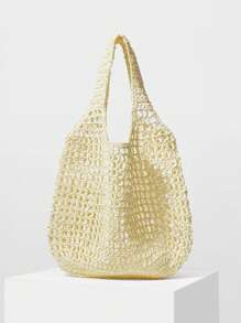 MOTF X Nour PREMIUM NEUTRAL STRAW TOTE BAG - White - View 2