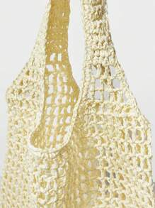 MOTF X Nour PREMIUM NEUTRAL STRAW TOTE BAG - White - View 11