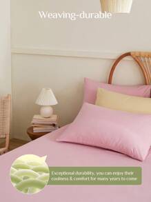 ChillTech 3pcs bamboo fiber antibacterial and breathable fitted sheet set, fitted sheet*1, pillowcase*2 - Pink - View 6
