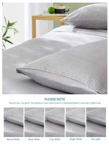ChillTech 3pcs Geometric Stripe Continuous Ultra-Cooling knitted bedding duvet cover set, high Q-max value, breathable and skin-friendly, quilt cover*1, pillowcase*2 - Grey - View 13