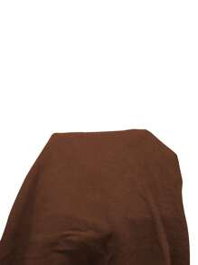 SHEIN LUNE Chất rắn Nút phía trước Cổ v Áo sơ mi - Màu nâu Sô-cô-la - Xem 7