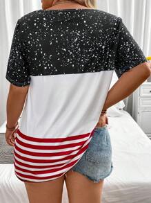 SHEIN LUNE Plus Colorblock & Striped Tee