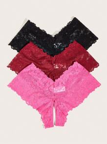 Snug Zone Plus 3pack Floral Lace Bow Front Crotchless Panty - Multicolor - View 2