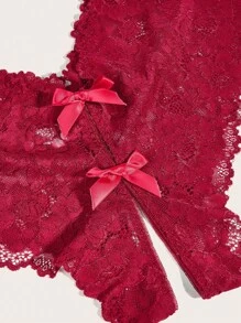 Snug Zone Plus 3pack Floral Lace Bow Front Crotchless Panty - Multicolor - View 4